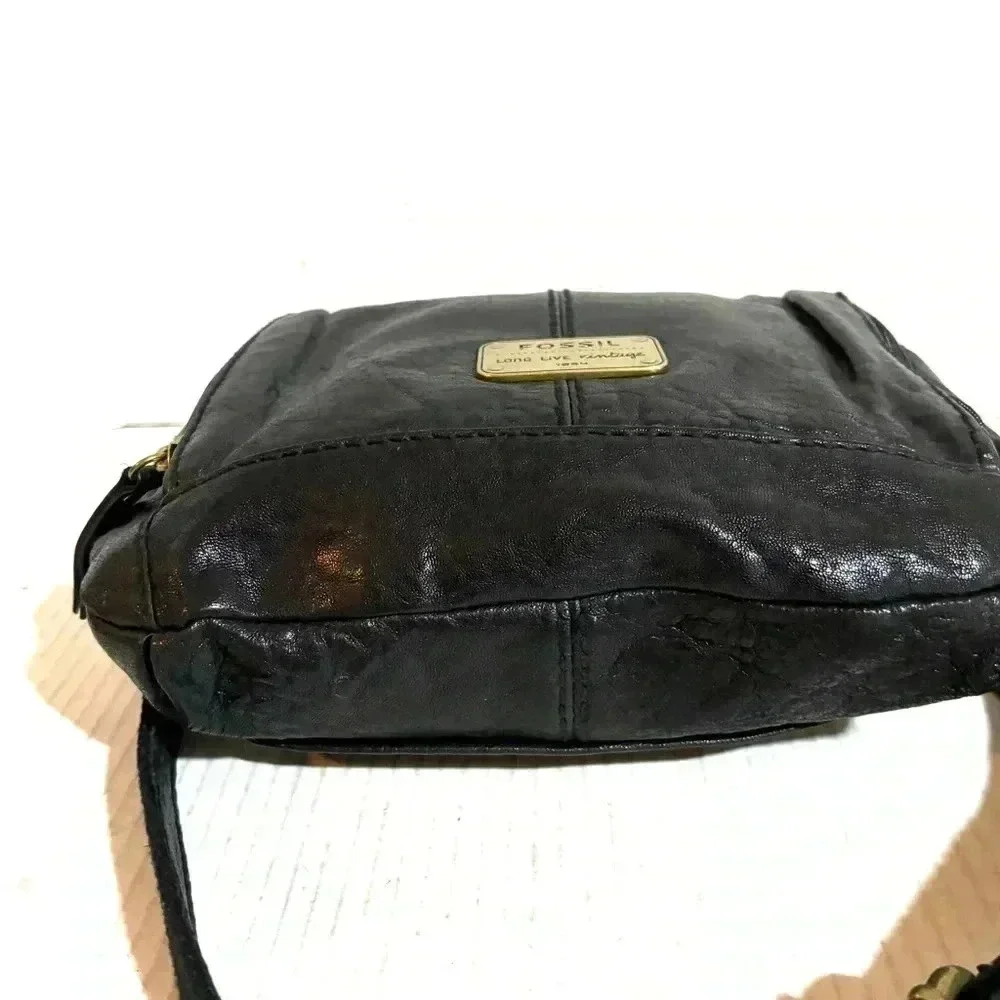 Fossil black leather crossbody handbag - Picture 3 of 11